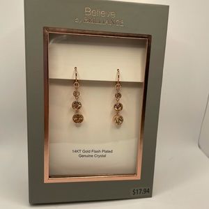 Believe by brilliance 14k gold plated genuine Crystal drop earring rose gold col